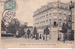 Y17-92) ASNIERES - RUE SAINT DENIS ET PLACE DE L ' HOTEL DE VILLE  - 1906 - Asnieres Sur Seine