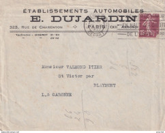 ENVELOPPE PROSPECTUS - PARIS (XII°) ETABLISSEMENT AUTOMOBILES - E. DUJARDIN  - 323 RUE DE CHARENTON - TOUS LES  SCANS  - Auto's