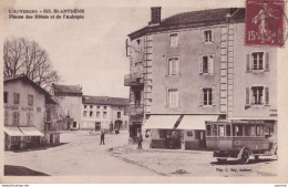 63) ST ANTHEME - PLACES DES HOTELS ET DE L  ' AUBEPIN - ANIMEE - HABITANTS - AUTOBUS  - Other & Unclassified