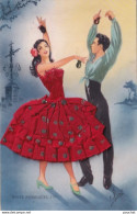 Y6- BRODEE - COUPLE DANSEURS ESPAGNOLS -  BAILES ANDALUCES - ILLUSTRATEUR ELSI - ( 2 SCANS ) - Bestickt