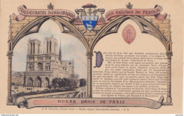 75) COLLECTION HISTORIQUE DES EGLISES DE FRANCE - NOTRE DAME DE PARIS - CARTE COLORISEE - 2 SCANS - Notre Dame De Paris
