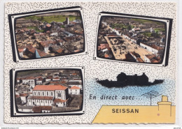 Y22-32) SEISSAN (GERS) EN DIRECT AVEC... L ' EGLISE  - PLACE CARNOT - 1974 - ( 2 SCANS ) - Autres & Non Classés