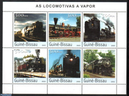 Guinea Bissau 2003 Locomotives 6v M/s, Mint NH, Transport - Railways - Trains