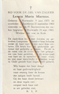 Koewacht, Zuiddorpe, Leonia Martens, - Images Religieuses