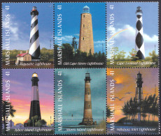 MARSHALL ISLS. 2008 LIGHTHOUSES BLOCK OF 6** - Lighthouses