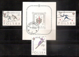 POLAND 1962●Nordic Skiing Championship●Mi 1297-99, Bl.26 CTO - Gebruikt