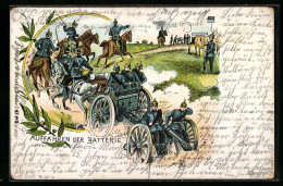 Lithographie Auffahrt Der Batterie, Artillerie  - Guerra 1914-18