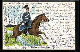 Präge-AK Reiter In Uniform Zu Pferd, Kavallerie  - Guerra 1914-18