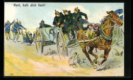 Künstler-AK Kanoniere Fahren Kutsche, Artillerie  - War 1914-18