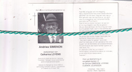 Andries Simenon-Loyens, Vlijtingen 1902, Tongeren 1991. Foto - Overlijden