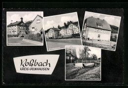 AK Rossbach /Kreis Gelnhausen, Rathaus, Mühlenpartie, Schule  - Gelnhausen