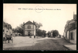 CPA Urcay, La Poste Et Le Monument Aux Morts  - Other & Unclassified