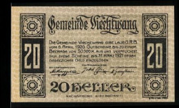 Notgeld Viechtwang 1921, 20 Heller, Ortsansicht  - Autriche