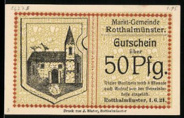 Notgeld Rotthalmünster 1921, 50 Pfennig, Blick Auf Die Kirche  - [11] Emissioni Locali