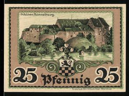 Notgeld Ronneburg Thür. 1921, 25 Pfennig, Gewässer Mit Schloss Im Hintergrund, Trachtenpaar  - [11] Local Banknote Issues