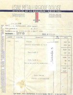 1946 / Facture Usine Métallurgique Doloise / Autorisation Hausse Métal 200 % (après Guerre) / Dôle Jura - 1900 – 1949