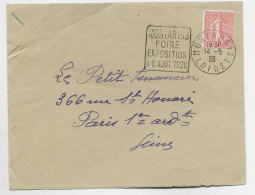 SEMEUSE 50C LIGNEE DEVANT LETTRE DAGUIN MONTARGIS FOIRE EXPOSITION 14.5.28 LOIRET - Mechanical Postmarks (Advertisement)