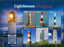 NEVIS 2015 LONDON EXPO SHEET OF 6, LIGHTHOUSES** - Lighthouses