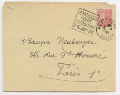 SEMEUSE 50C LIGNEE DEVANT LETTRE DAGUIN MONTLUCON FOIRE EXPOSITION 1928 ALLIER - Maschinenstempel (Werbestempel)