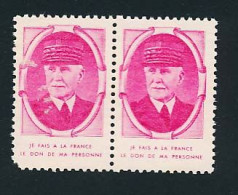 Paire De Vignettes Roses Sombres Maréchal PETAIN "Je Fais à La France Le Don De Ma Personne" - Vignettes Militaires