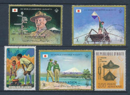 5 Timbres Oblitérés Différents SCOUTISME XII-9 Ajman Guinée  Haïti - Used Stamps