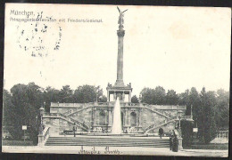 MÜNCHEN Prinzregenten Terrasse Mit Friedensdenkmal Gelaufen 1904 - München