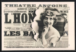 AK Zeitungsausgabe Des Theatre Antoine In Paris Mit Hübscher Schauspielerin  - Sonstige & Ohne Zuordnung
