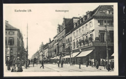 AK Karlsruhe I. B., Kaiserstrasse Mit Wiener Café Central  - Karlsruhe