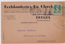 Briefkaart Carte Postale - Ferblanteries De Clerck Brugge Bruges à Fontaine L'Eveque - 1935 - Tarjetas 1934-1951