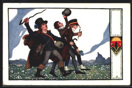 Künstler-AK Deutscher Schulverein Nr. 147: Drei Junge Burschen Auf Wanderschaft  - War 1914-18