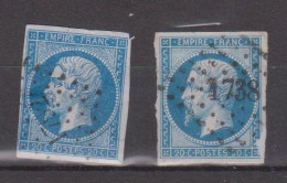 France N° 14A Type I Et 14B Type II - 1853-1860 Napoléon III.