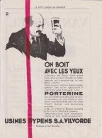 Pub Reclame - Bier Bière Stout Porterine - Usines Rypens SA Vilvorde  - Orig. Knipsel Coupure Tijdschrift Magazine  1937 - Publicités