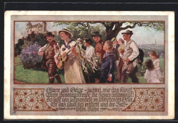 AK Deutscher Schulverein Nr. 732: Gitarre Und Geige..., Wandervögel  - Oorlog 1914-18