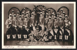 AK Fahnengruppe, Schäfflertanz München 1935  - Danza