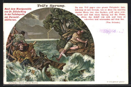 Lithographie Wilhelm Tell, Darstellung Von Tell`s Sprung  - Contes, Fables & Légendes