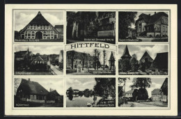 AK Hittfeld, Schulstrasse, Ortslinde, Kirche Mit Ehrenmal 1914 /18  - Autres & Non Classés