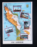 Cp, 17, ILE D'OLERON, Carte Géographique, L'île Lumineuse, Multi Vues, écrite 1982, Ed. Arjac - Cartes Géographiques