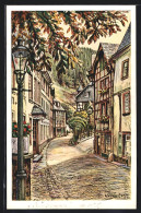 Künstler-AK Monschau, Kurstrasse  - Monschau