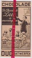 Pub Reclame - Chocolade DUC Antwerpen - Orig. Knipsel Coupure Tijdschrift Magazine - 1923 - Publicités