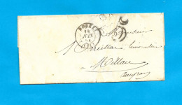 Lettre Du 14 Juin 1851 De Rodez Vers Millau - Timbre Taxe Double Trait 25 Cts - MA 10-4-3 - 1849-1876: Classic Period