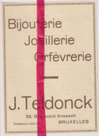 Pub Reclame - Bijouterie J. Teldonck Bruxelles - Orig. Knipsel Coupure Tijdschrift Magazine - 1924 - Publicités