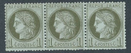 DX-42: FRANCE: N°50* Bande De 3 (2 Dents Faibles) - 1871-1875 Ceres