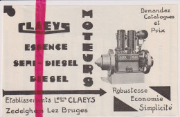 Pub Reclame - Moteurs Claeys - Zedelgem - Orig. Knipsel Coupure Tijdschrift Magazine - 1937 - Publicités
