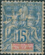French Oceania 1892 SG6 15c Blue And Red Navigation And Commerce MH - Autres & Non Classés