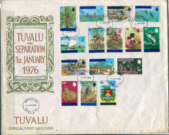 Tuvalu 1976 SG5-25 Island Scenes Ovpt Set FDC - Tuvalu (fr. Elliceinseln)