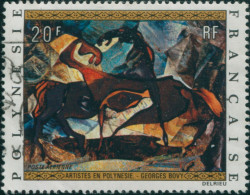 French Polynesia 1972 Sc#C89,SG160 20f Horses Painting FU - Other & Unclassified