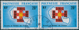 French Polynesia 1971 Sc#272,SG152 28f Scouts And Guides Rally Pair FU - Other & Unclassified