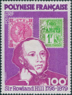 French Polynesia 1979 Sc#322,SG306 100f Sir Rowland Hill And Stamps MLH - Autres & Non Classés