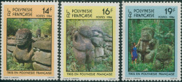 French Polynesia 1984 Sc#390-392,SG413-415 Marquesian Tikis Set MNH - Autres & Non Classés