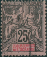 French Oceania 1892 SG8 25c Black And Red On Pink Navigation And Commerce FU - Andere & Zonder Classificatie